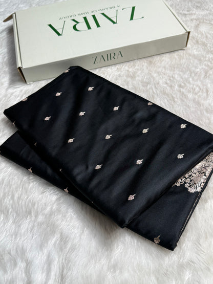 Black Shades Motif Booti Mashru Silk Saree