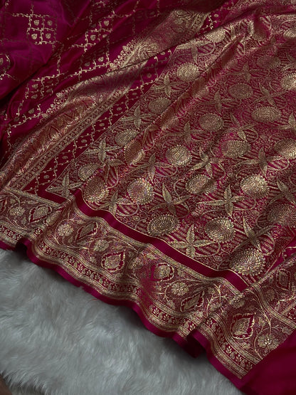 Rani Jaal Satin Katan Silk Saree SK21
