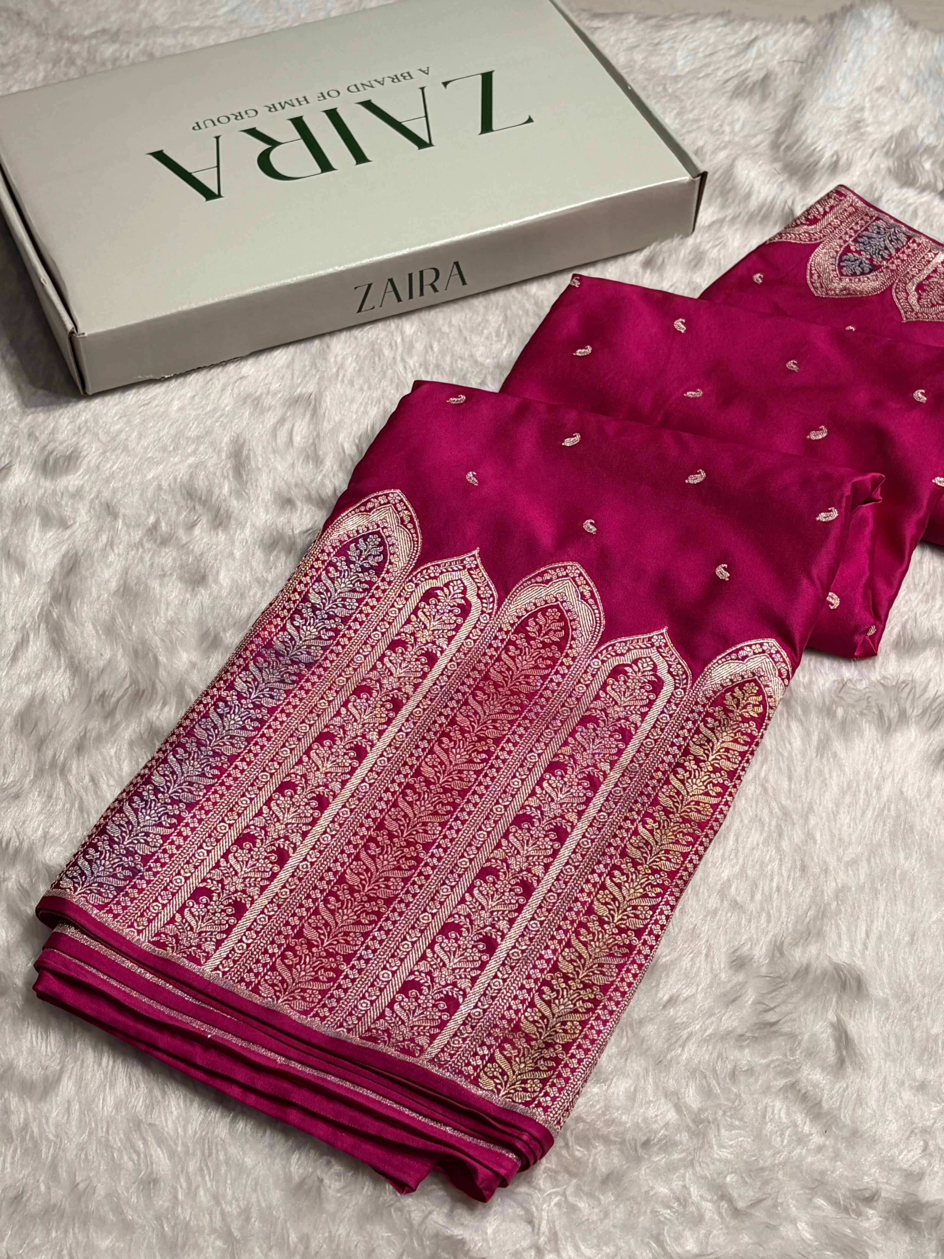 Skirt Border Rani Minakari Mashru Silk Saree MS13