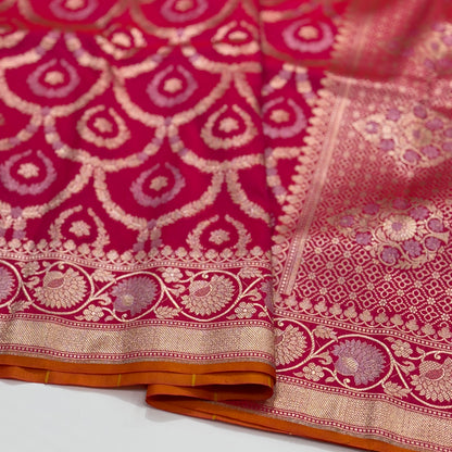 Pink Sona Rupa Jaal Blended Katan Silk