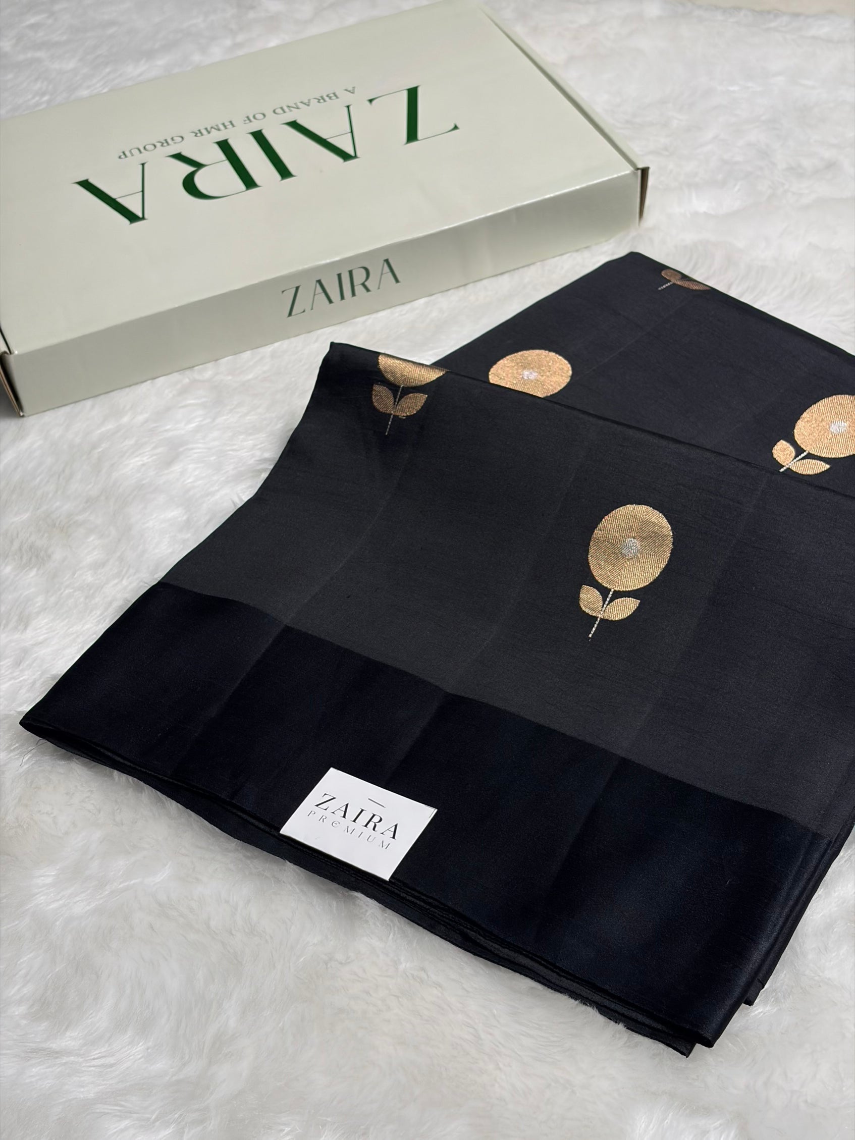 Black Meena Boota Handwoven Raw Mango Silk RM-30