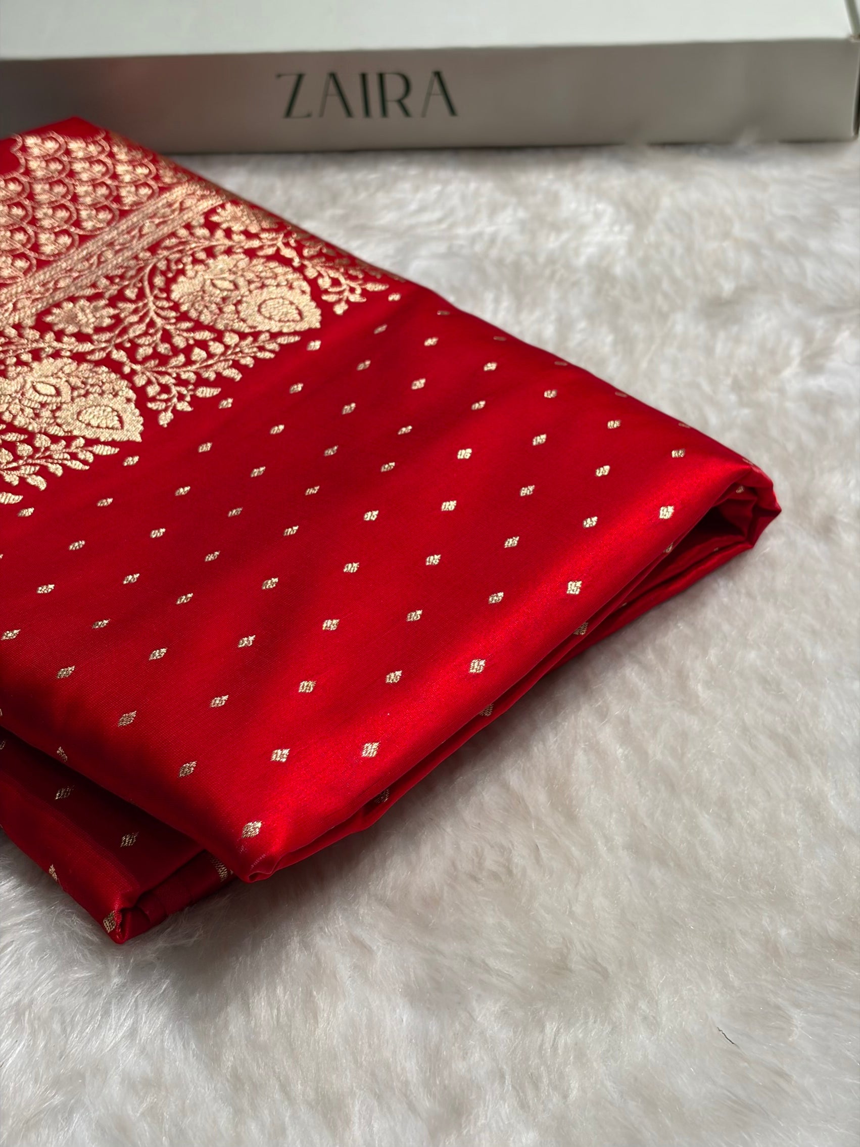 Ultra Light Weight Satin Silk Boota in Red Shades SS31