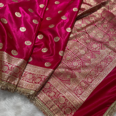 Cross Rani Chand Tara Satin Silk Saree with gotta patti SSGP04