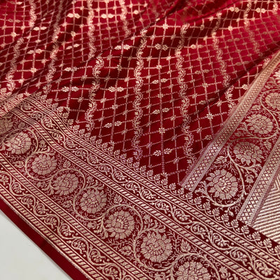 Red Banarasi Brocade Soft Katan Silk Saree SK44