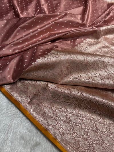 Banarasi Mauve Shades Tanchoi Motif Mashru Silk Saree MST-09