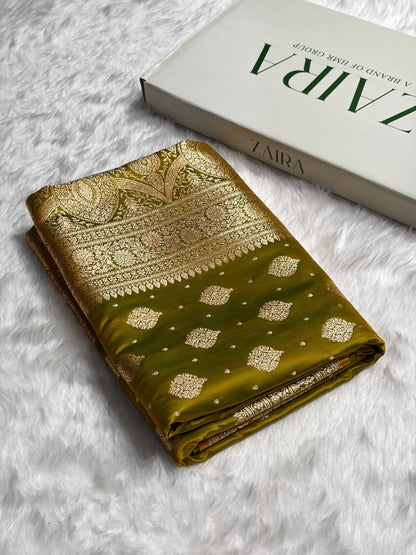 Liril Mehendi Unique Boota Pattern Satin Katan Silk Saree SK69