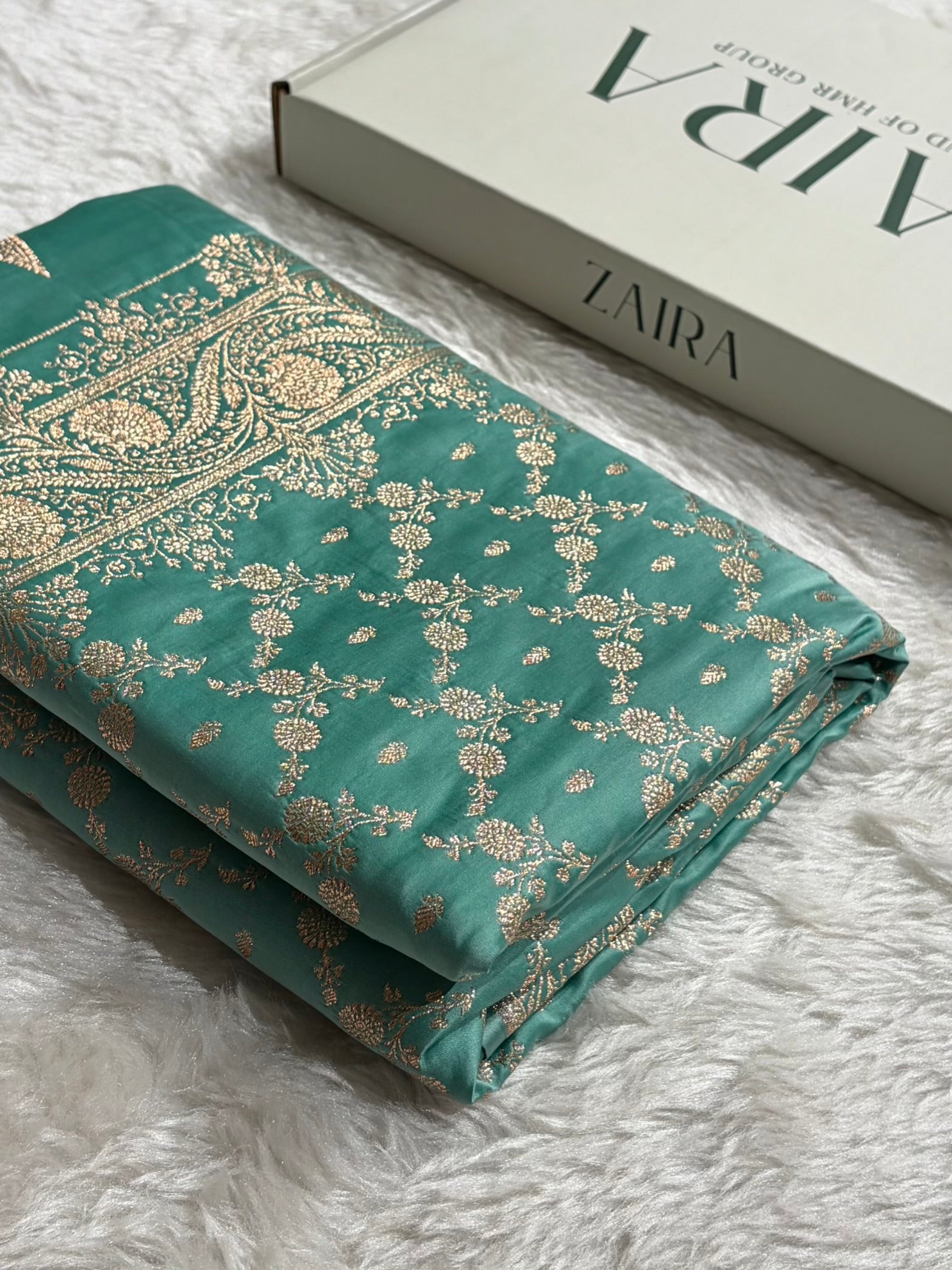 Banarasi Satin Katan Saree Jaal Pattern In Sea Green Shades SK133