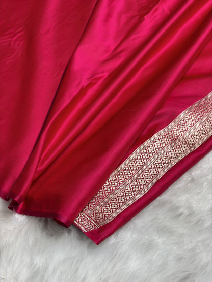 Pink Scallop Booti Mashru Silk Banarasi Saree MSM-35