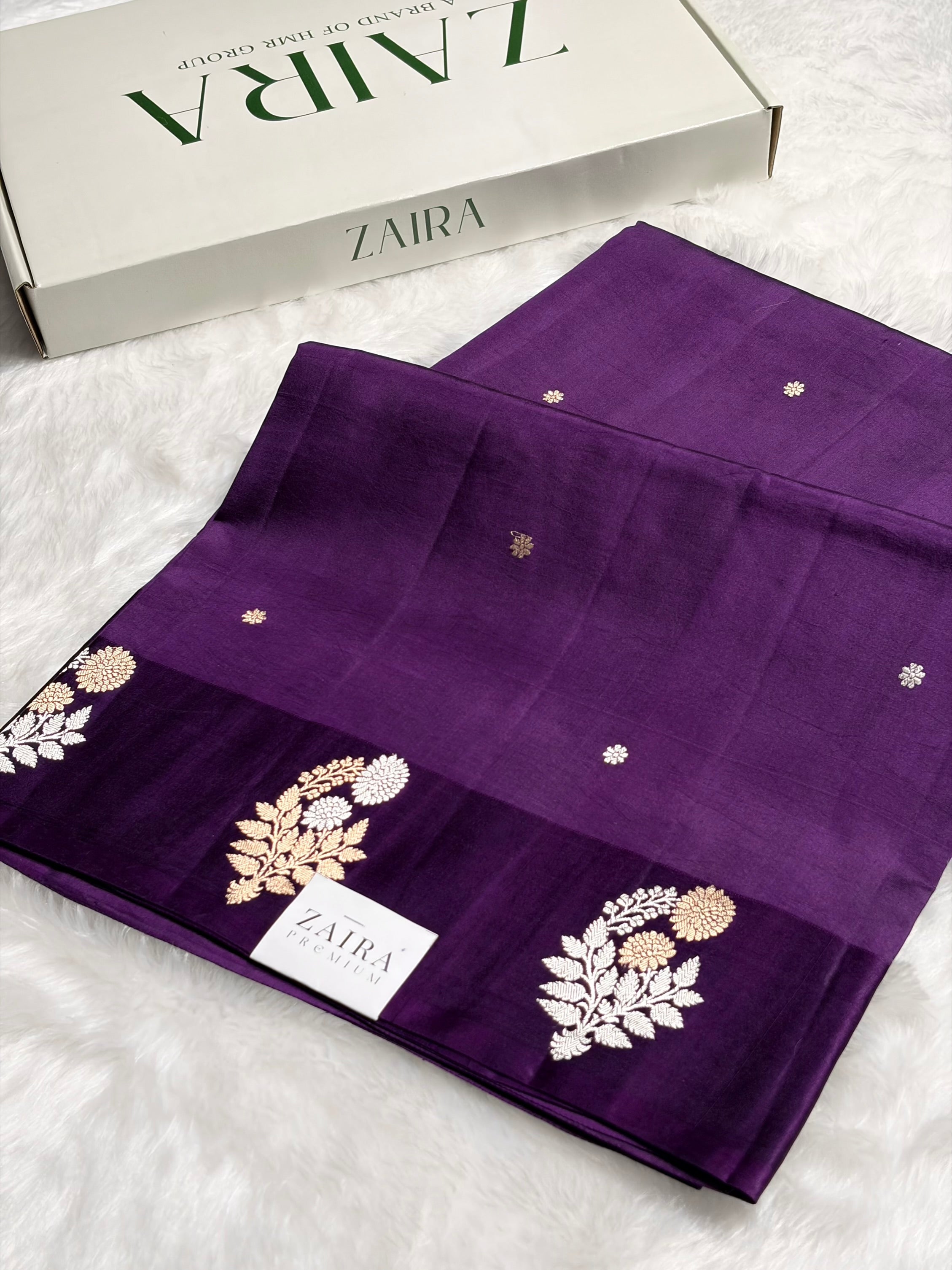 Purple Shade Handwoven Kaduwa Pure Katan Raw Mango Silk RM-05