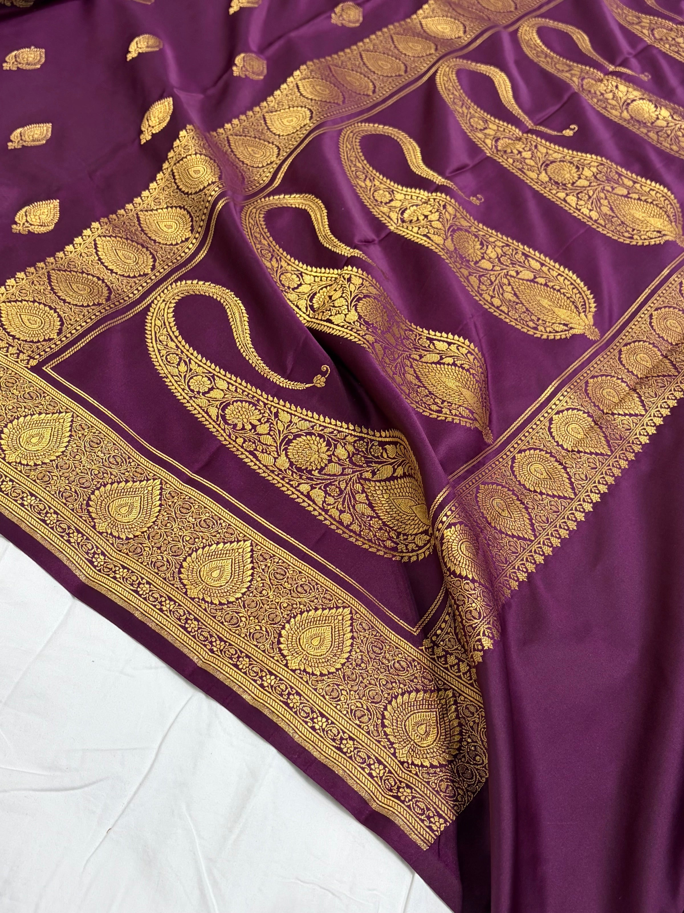Wine Shade With Booti Pattern Mashru Silk Saree