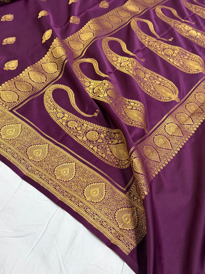 Wine Shade With Booti Pattern Mashru Silk Saree