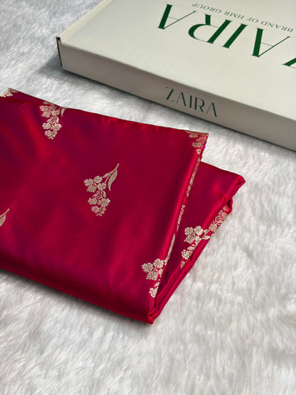 Reddish Magenta With Floral Border Mashru Silk Saree MSM-97