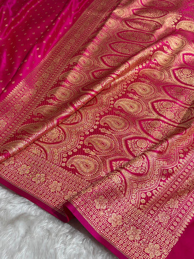 Banarasi Boota Katan Silk Saree In Cross Rani Shades SK04