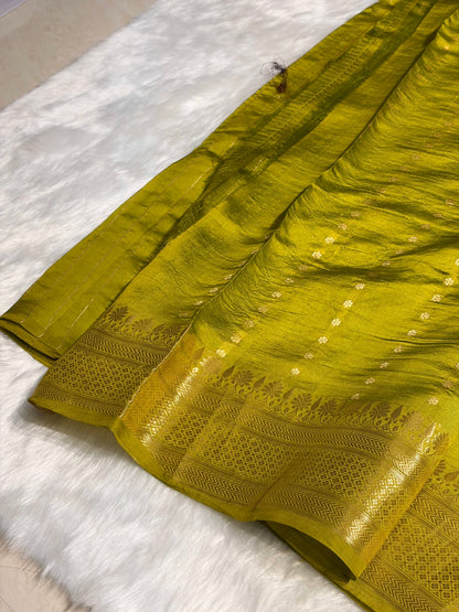 Liril Mehendi Shades Handwoven Pure Raw Mango Silk RM-47