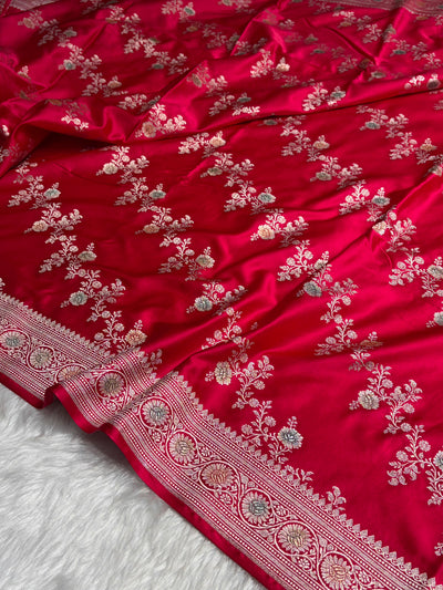 Dark Pink Minakari Banarasi Cross Mashru Silk Saree MS01