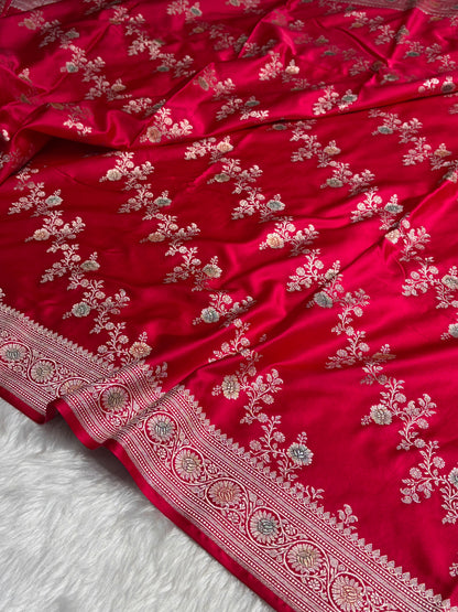 Dark Pink Minakari Banarasi Cross Mashru Silk Saree MS01