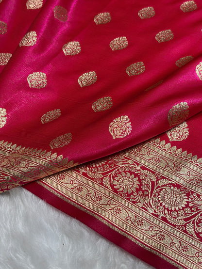 Ultra Light Weight Satin Silk Boota in Cross Rani Shades SS03