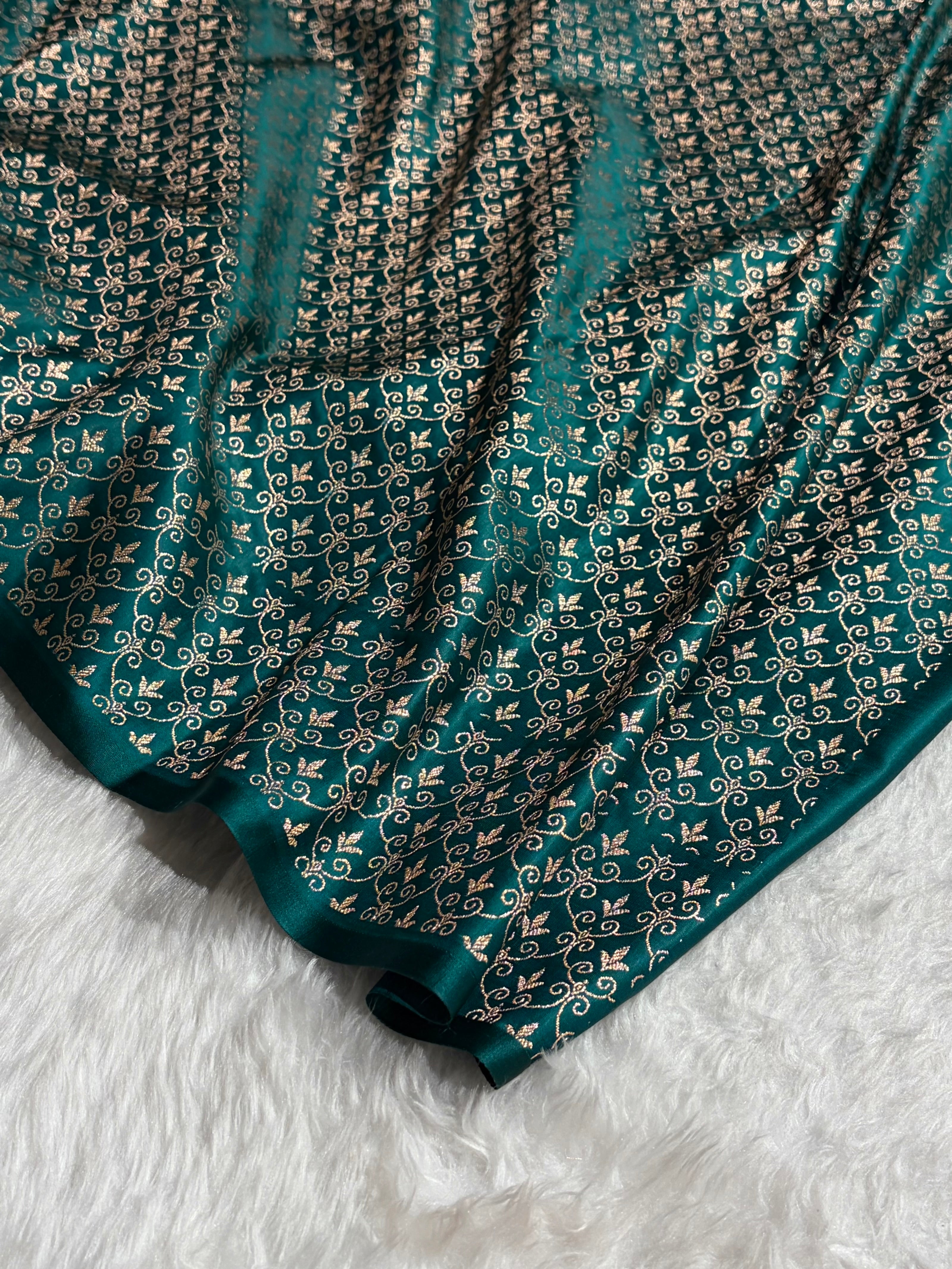 Rama Shades Banarasi With Floral Border Mashru Silk Saree MSM-126