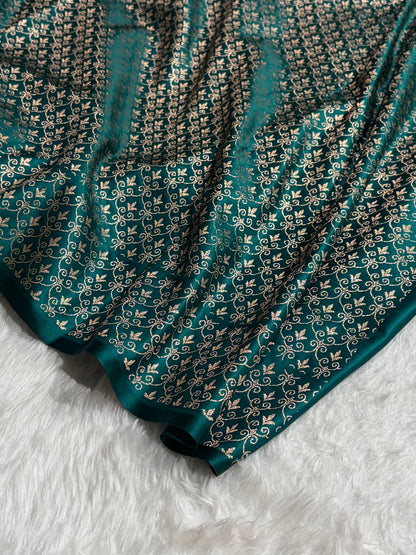 Rama Shades Banarasi With Floral Border Mashru Silk Saree MSM-126