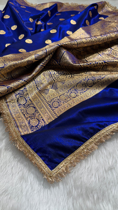 Royal Blue Chand Tara Satin Silk Saree with gotta patti SSGP04