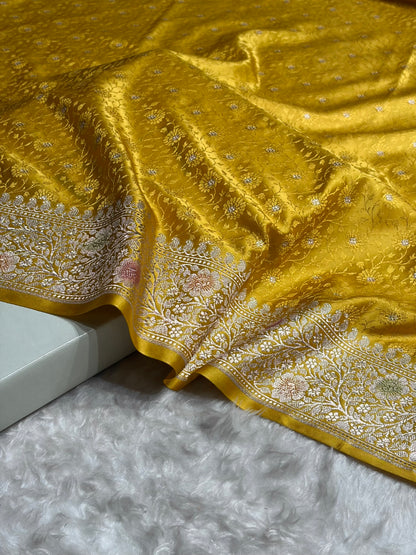 Mustard Shades Booti Tanchoi Mashru Silk Saree MS49