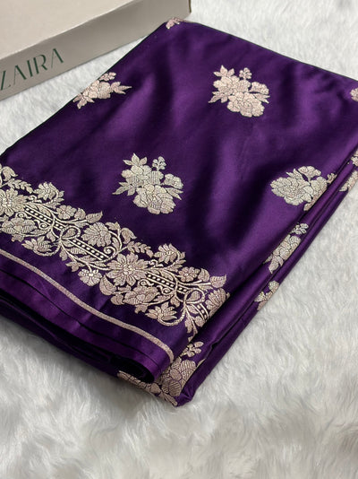 Banarasi Purple Shades Floral Mashru Silk Saree MCS90