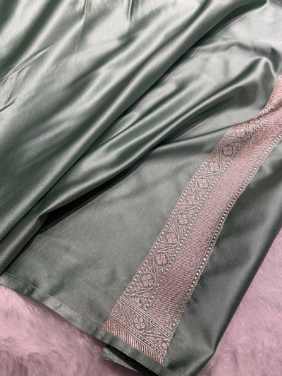 Mint Sea Green Minakari Jaal Mashru Silk Saree MCS08