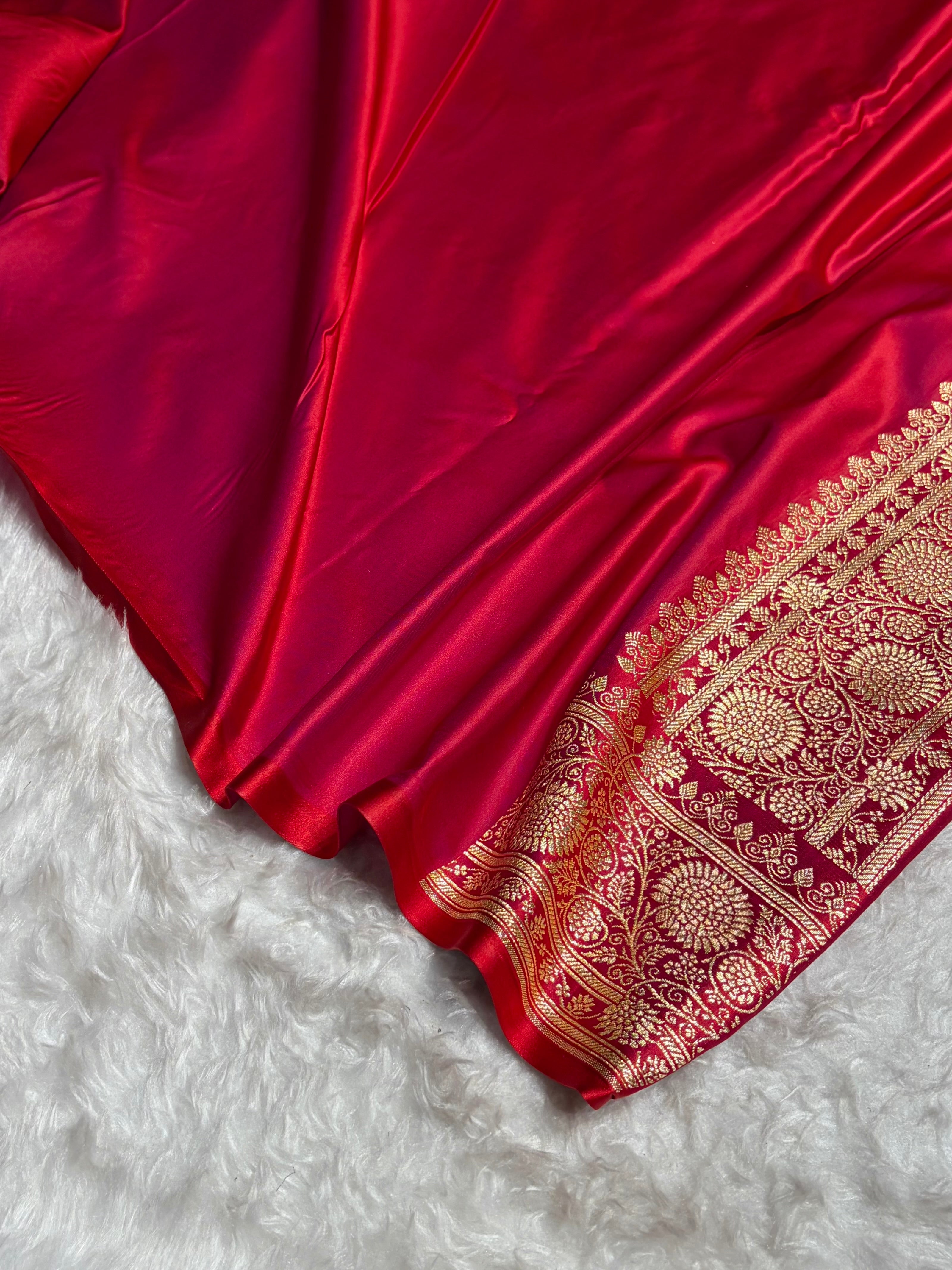 Banarasi Satin Katan Saree in Cross Red Shades SK82