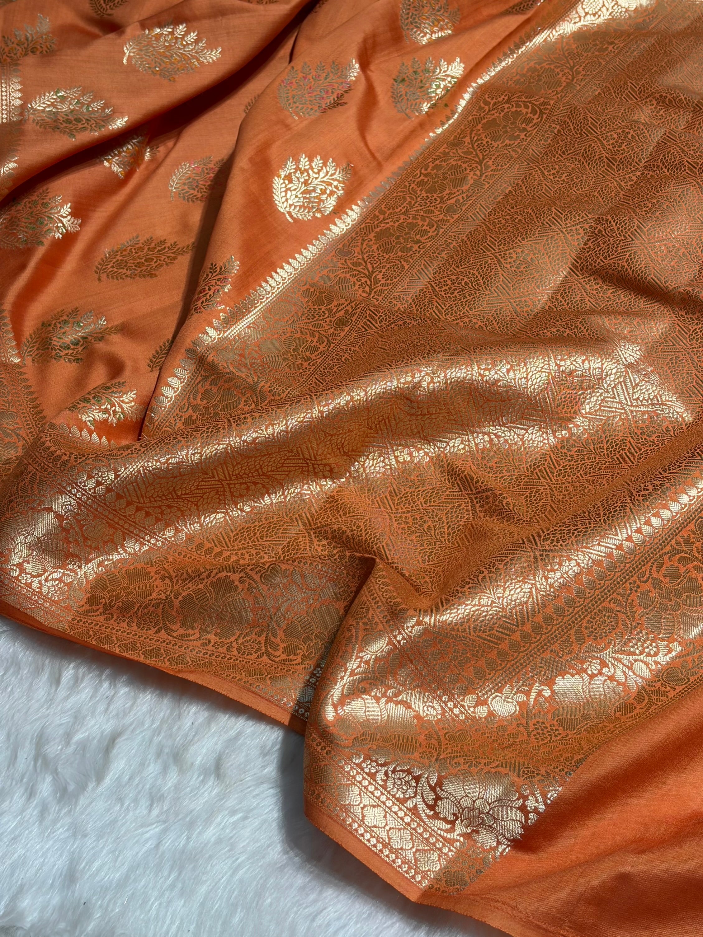 Minakari Pastel Orange Shades Pure Chiniya Silk CH-02