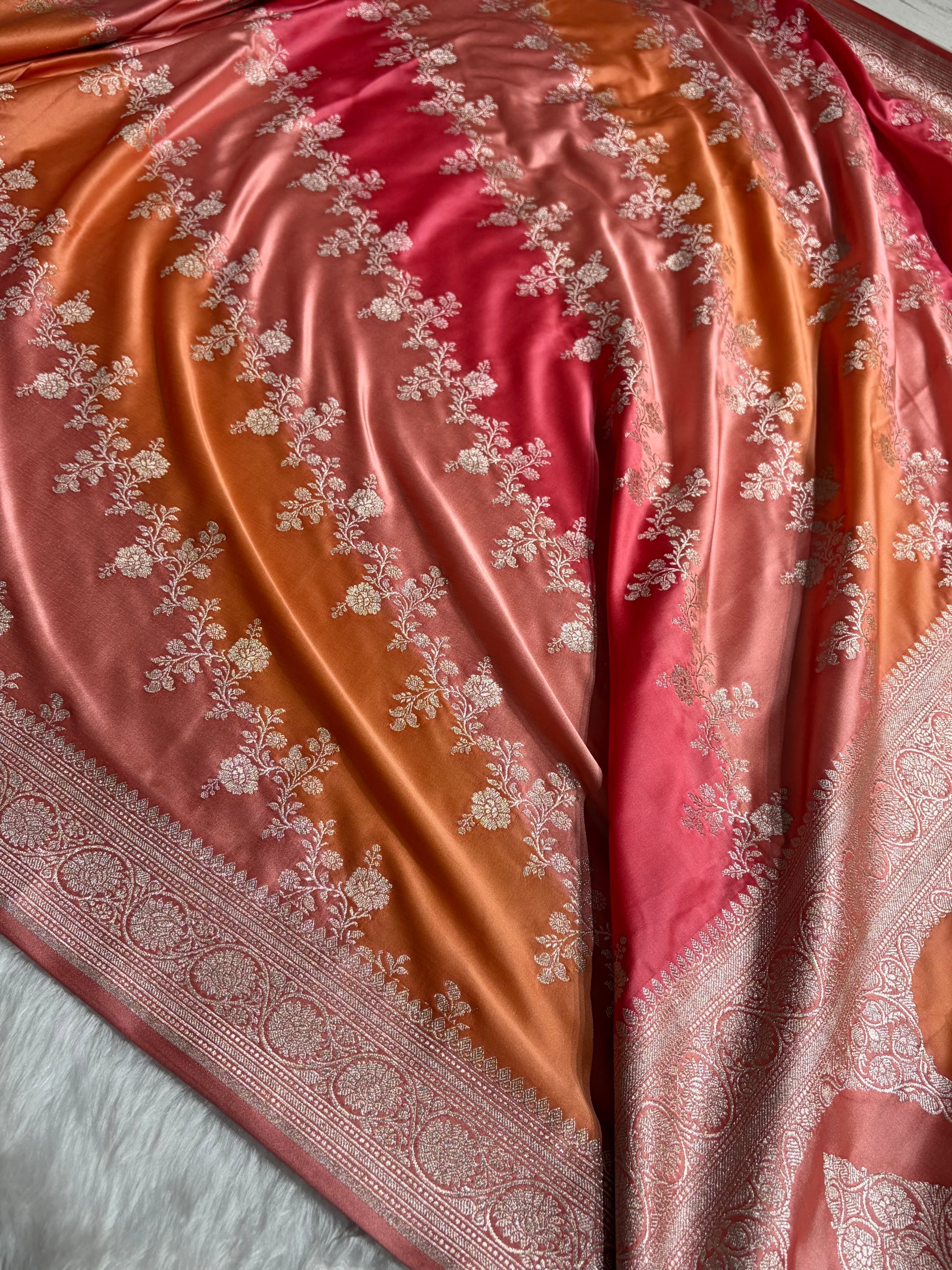 Peach Rangkat Banarasi Cross Mashru Silk Saree MSRK01