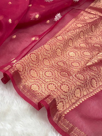 Banarasi Pure Organza Rani Shades Banarasi Silk Saree PO-34