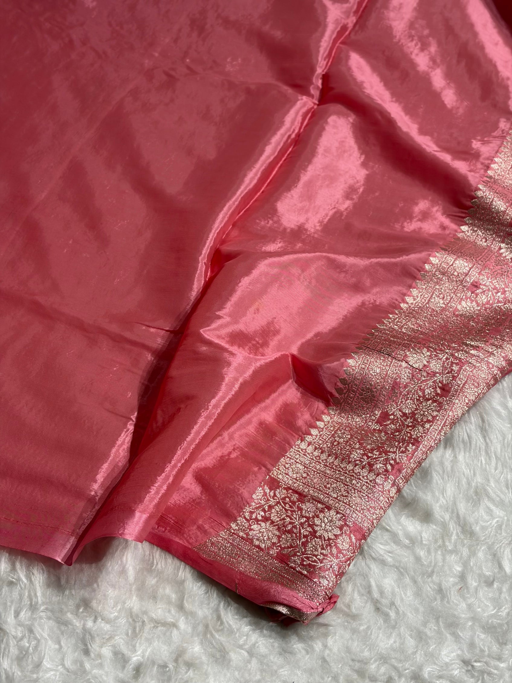 Peach Shades With Contrast Border Crepe Silky Katan Banarasi Saree CSK-06