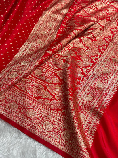Banarasi Red Shades Booti Pattern Banarasi Satin Silk Saree SS53