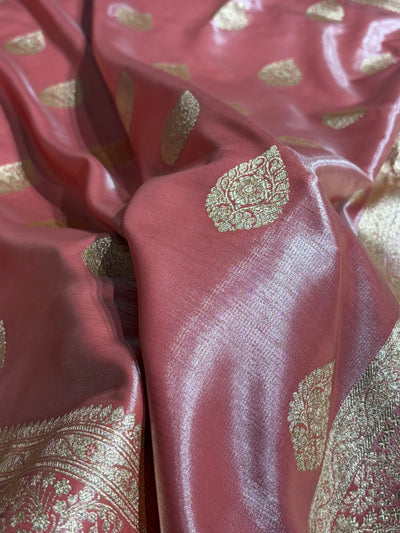 Ultra Light Weight Satin Silk Boota in Gajri Shades SS05
