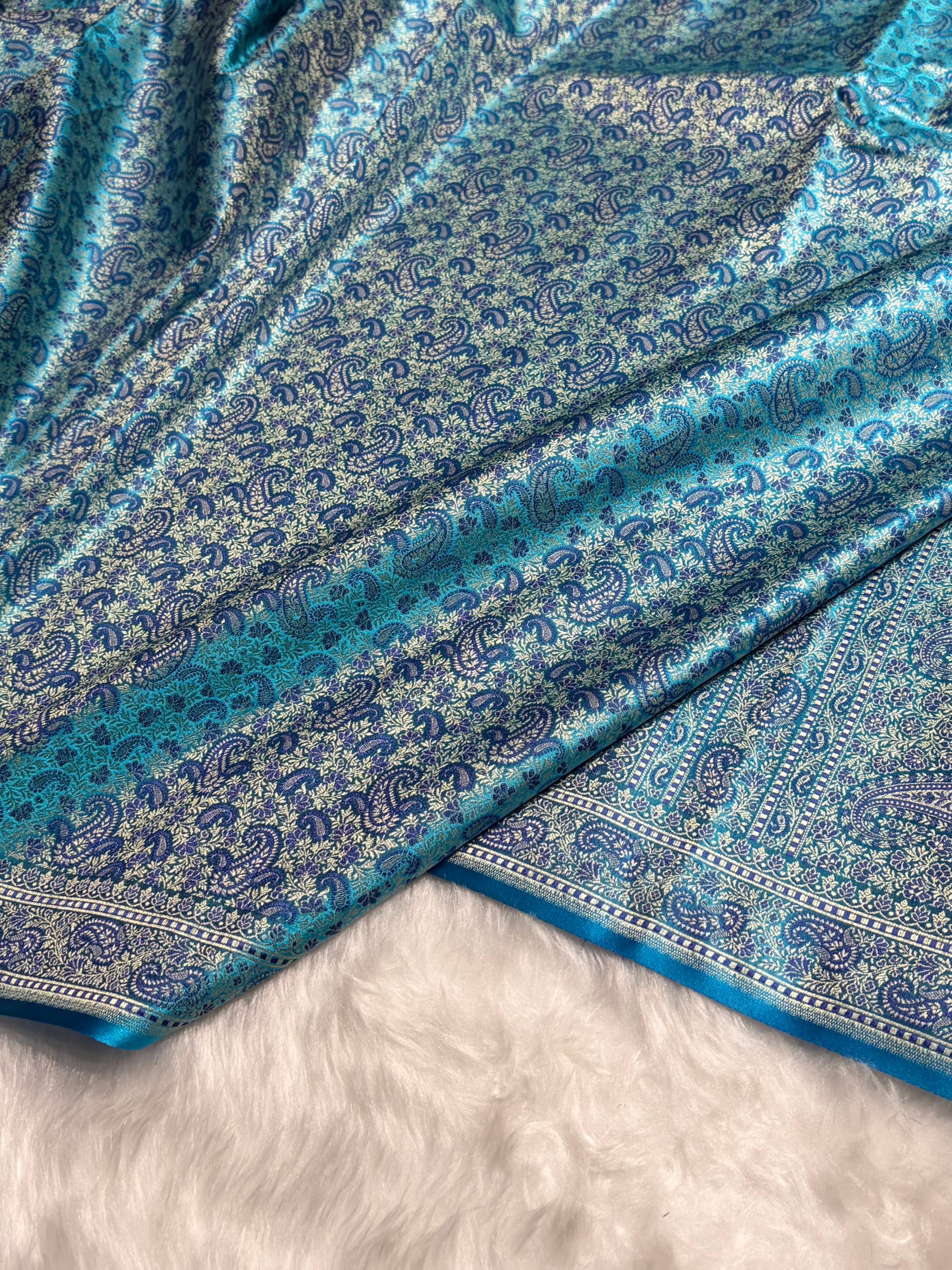 Firozi Jamawar Tanchoi Katan Silk Saree SKTM-11