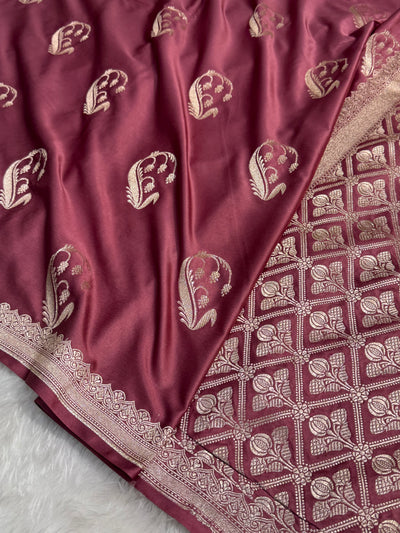 Mauve Unique Boota Motif Mashru Silk Saree MCS12