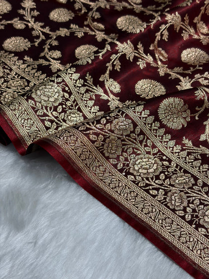 Light Weight Maroon shades Satin Silk Saree SS15