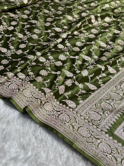 Mehendi Green Shades Jaal Mashru Silk Saree MCS42