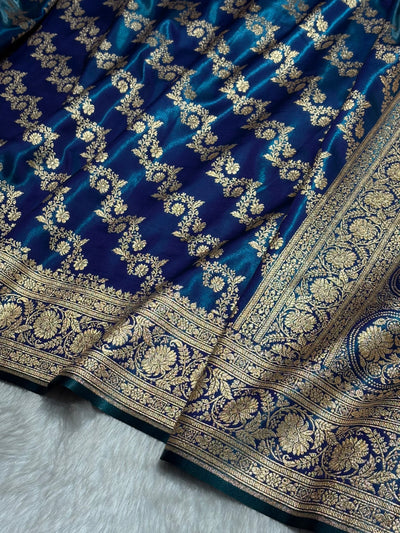 Peacock Shades Banarasi Satin Silk Saree SS32