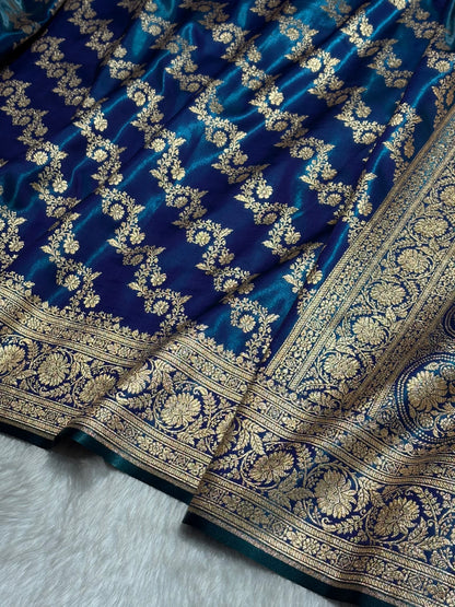 Peacock Shades Banarasi Satin Silk Saree SS32