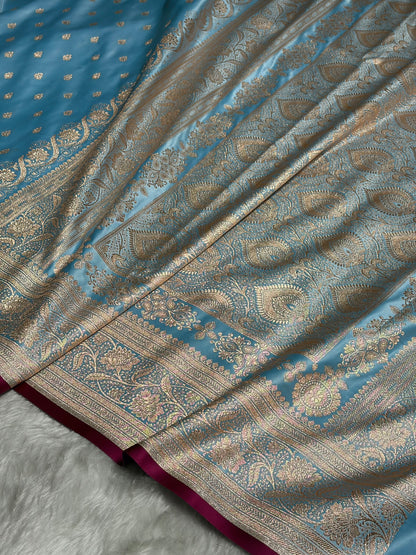 Katan Silk Saree In Sky Blue Shades SK08