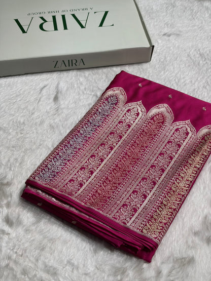 Skirt Border Rani Minakari Mashru Silk Saree MS13