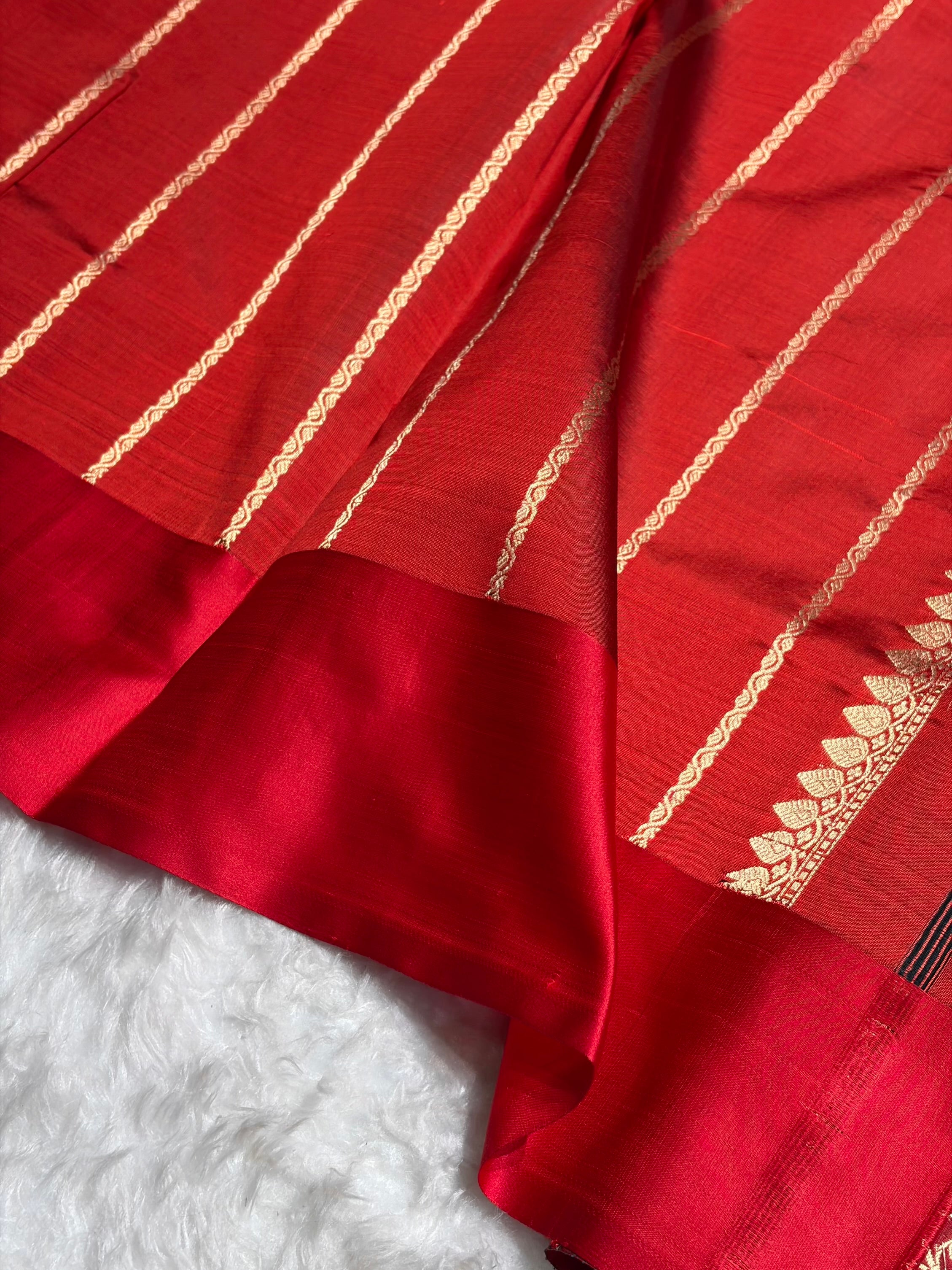 Contrast Pure Banarasi Organza Dark Rama With Maroon Floral Banarasi Silk Saree PO-13