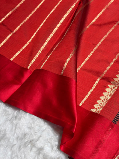 Contrast Pure Banarasi Organza Dark Rama With Maroon Floral Banarasi Silk Saree PO-13