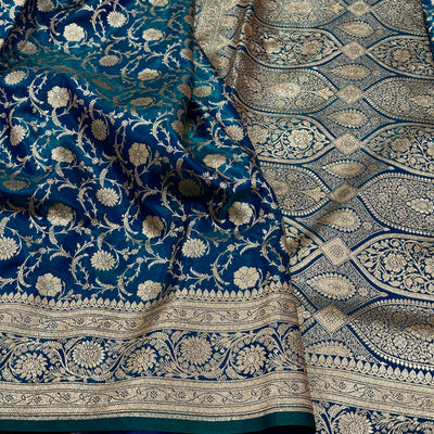 Ultra Light Weight Satin Silk Jaal in PEACOCK Shades SS13