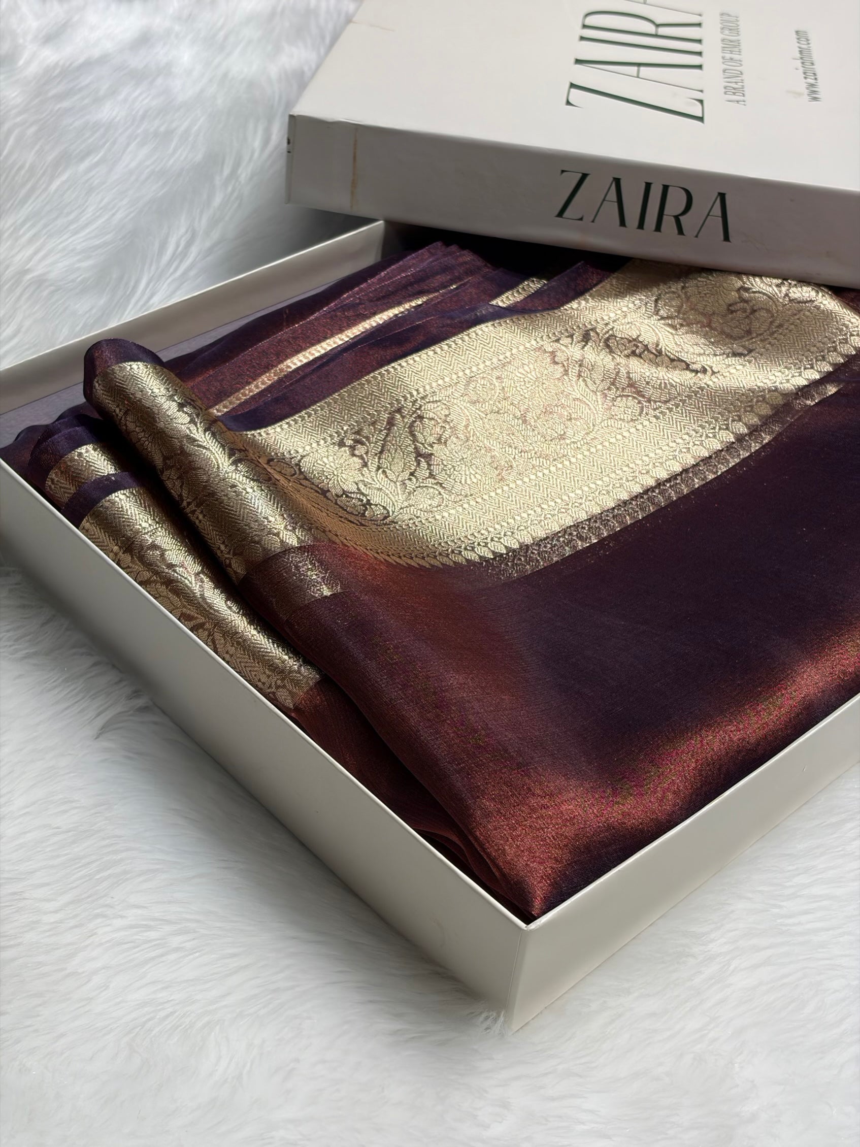 Banarasi Cross Chocolate Shades Pure Tissue Silk Saree PT-60