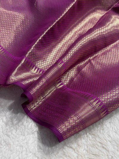 Magentic Wine Shade Flower Boota Pure Caramel Mango Silk Saree CS-16