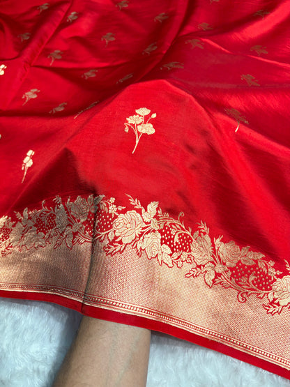 Red Shades Handwoven Pure Raw Mango Silk RM-55