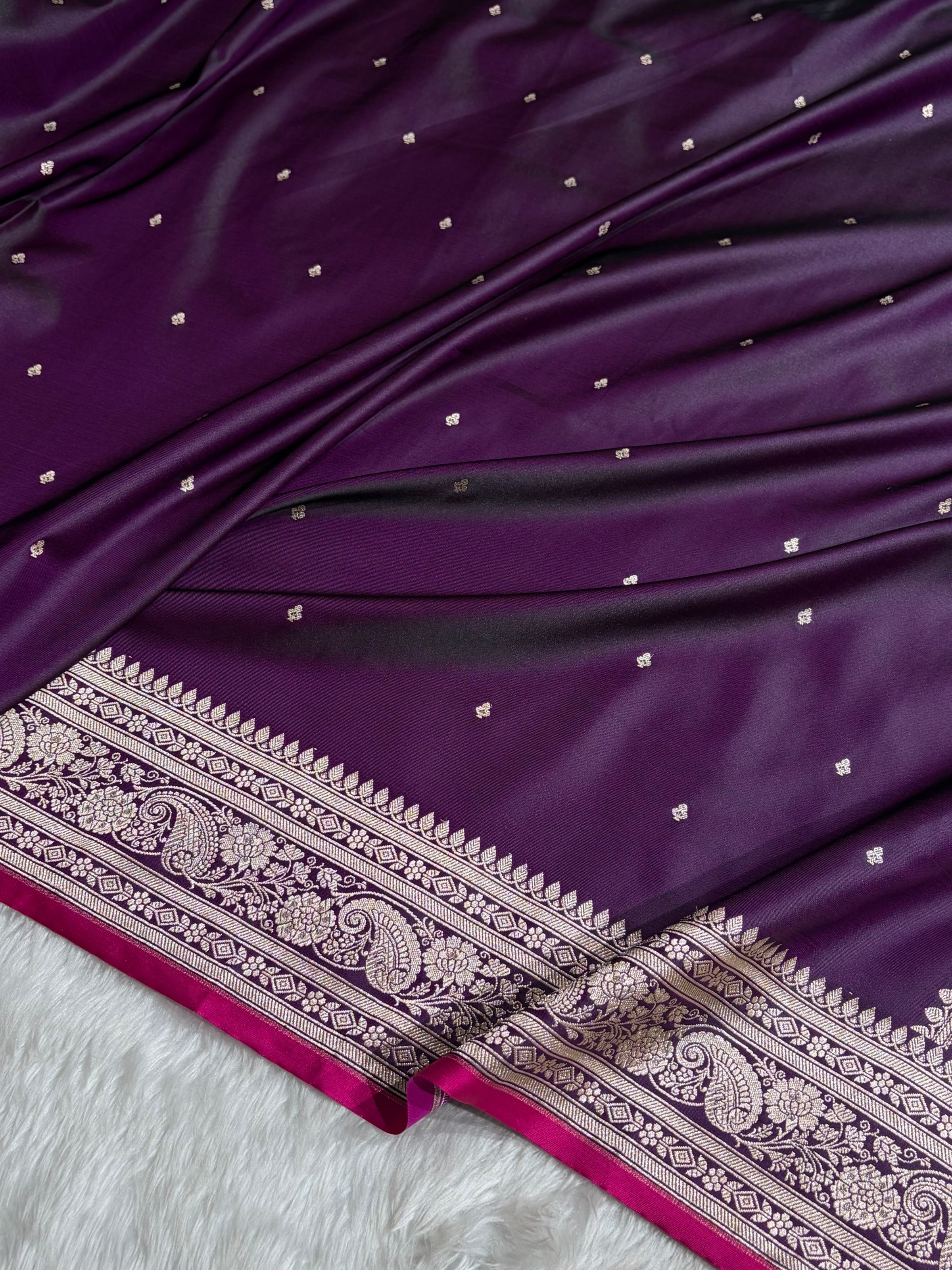 Cross Wine Shade With Booti Pattern Mashru Silk Saree