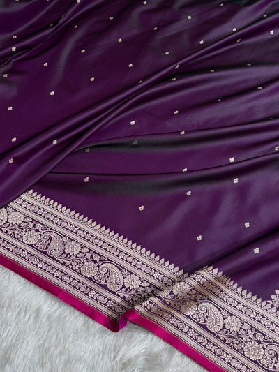 Cross Wine Shade With Booti Pattern Mashru Silk Saree
